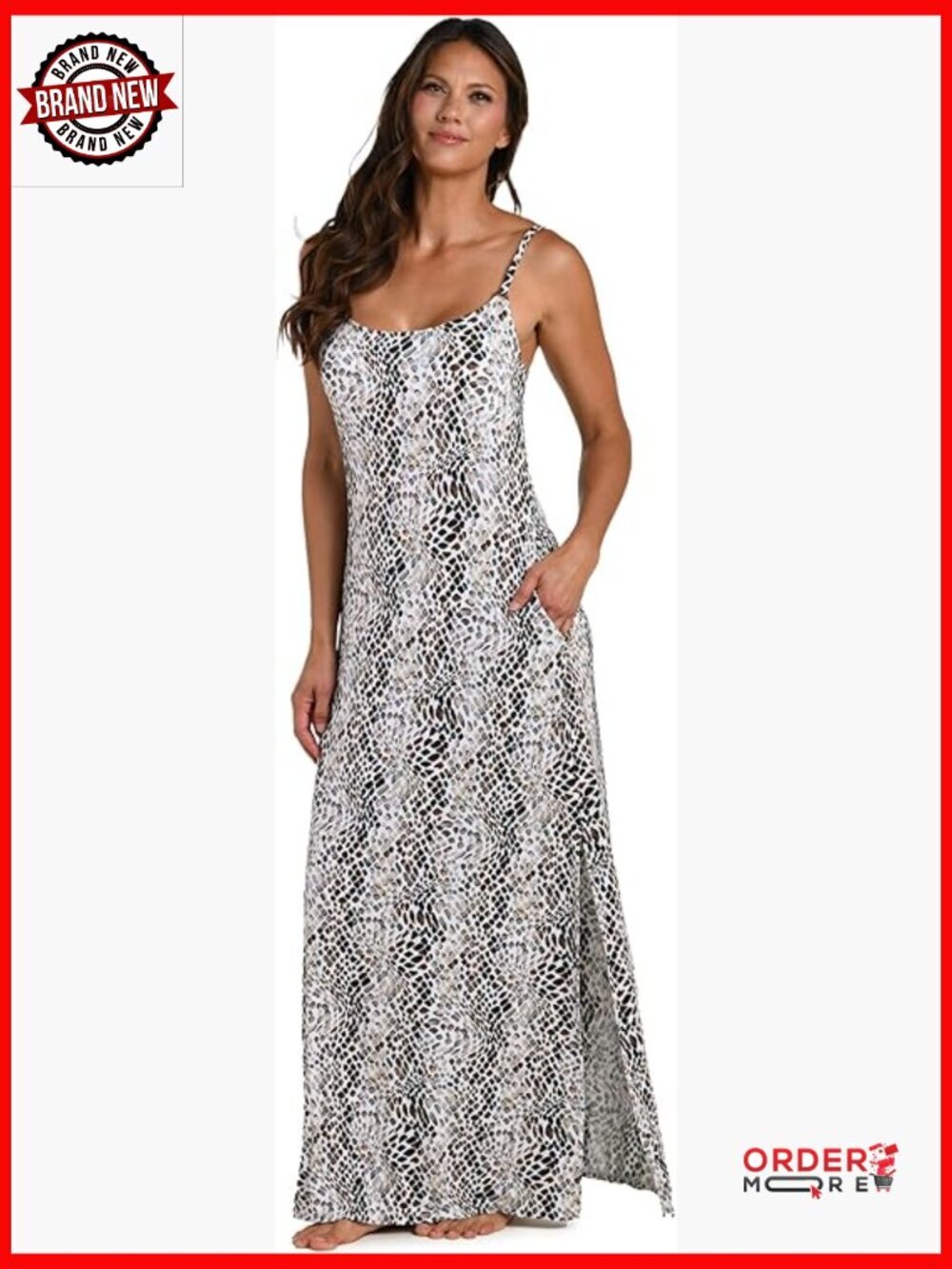 Maxi Dress Swimsuit Cover Up with Shelf Bra Pockets